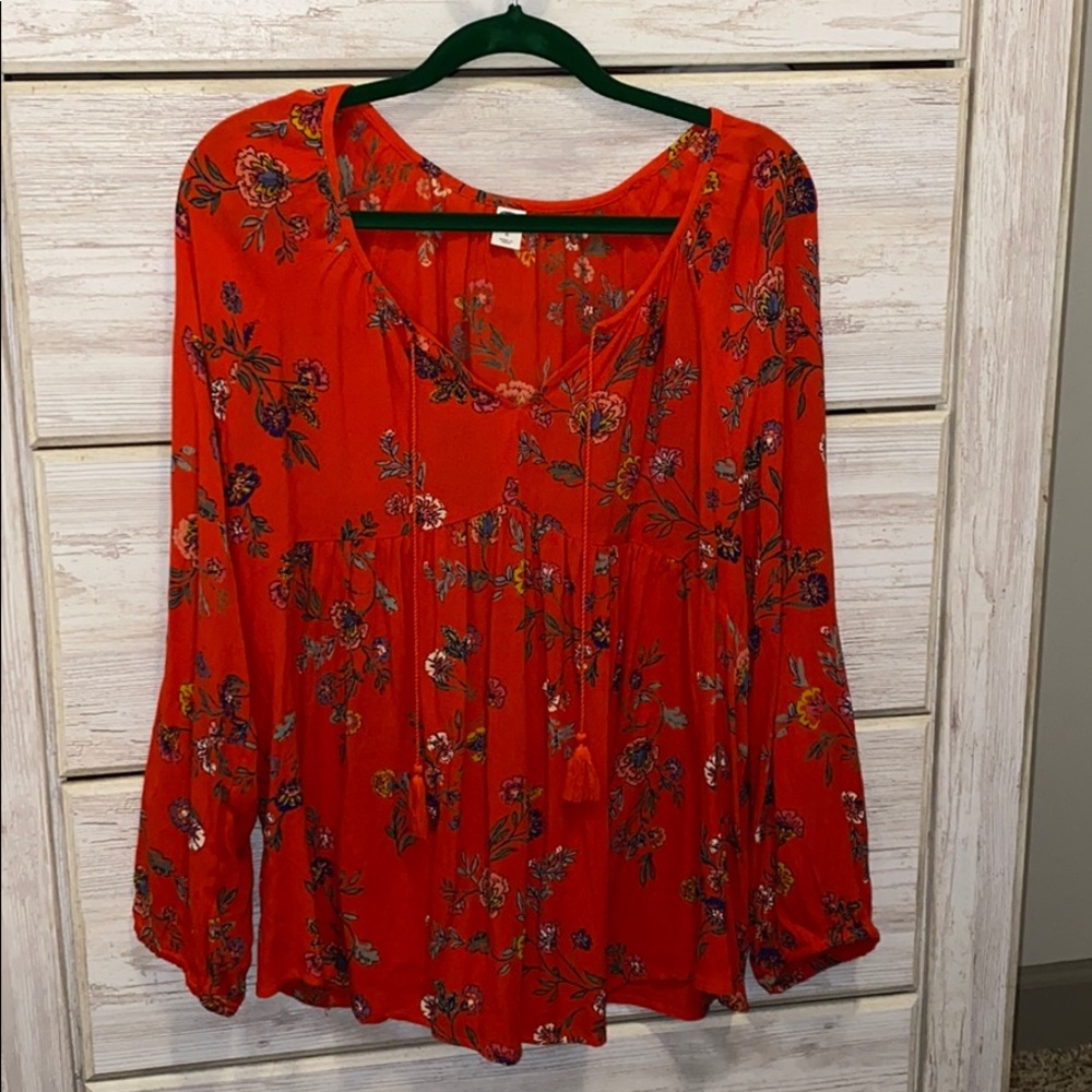 Babydoll Balloon sleeve flowy floral blouse